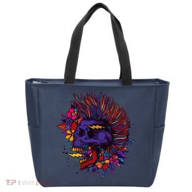 Cool Colorful Punk Mohawk Skull Tote Bag