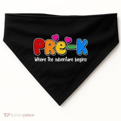 Cute Colorful Pre K Where The Adventure Begins USA-Made Doggie Bandana