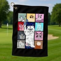 Cute Cat Purring In My Lap Cause It Loves Me Cat Lover Golf Towel thumb 1