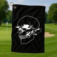 Creepy Cool Pastel Vaporwave Skull Golf Towel thumb 1