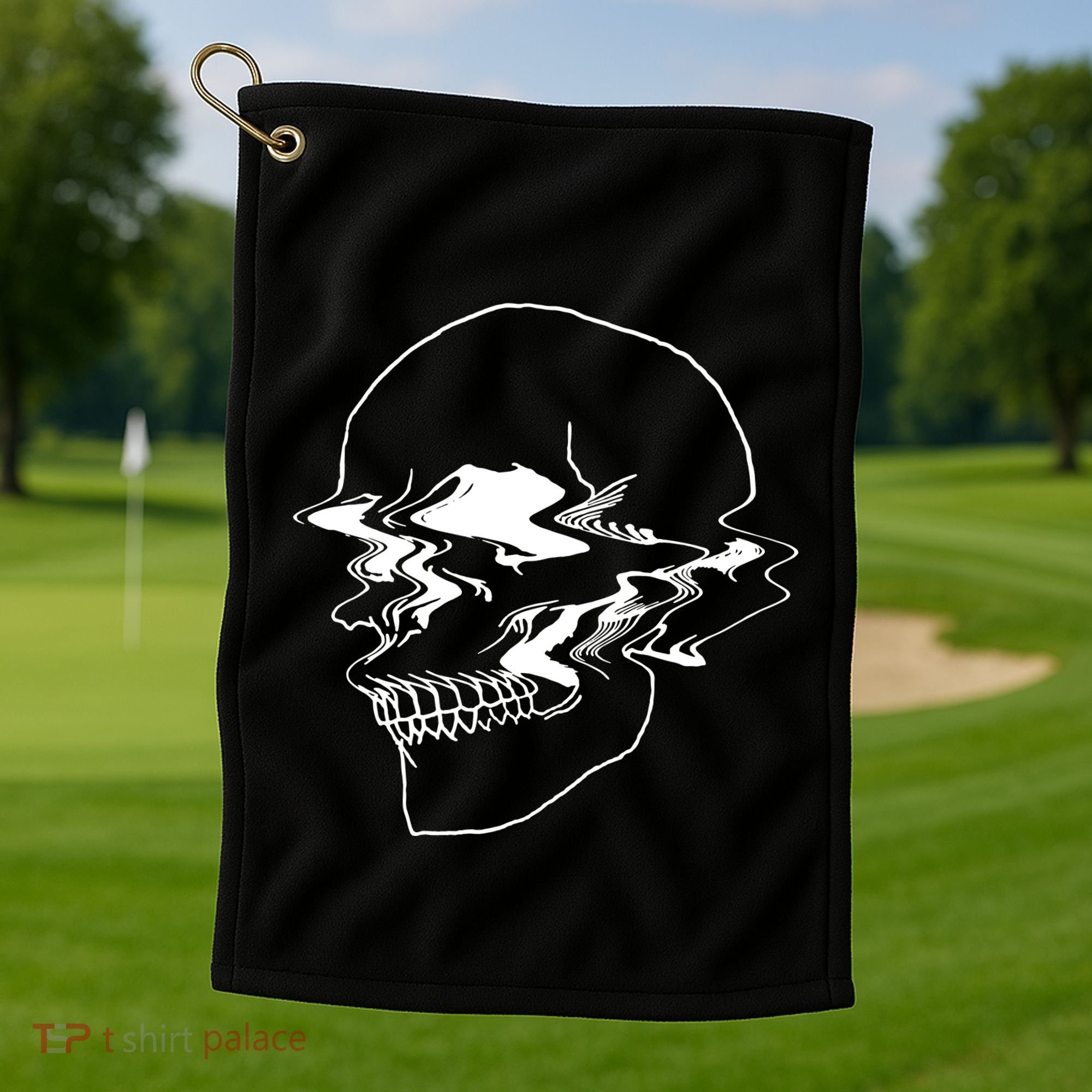 Creepy Cool Pastel Vaporwave Skull Golf Towel