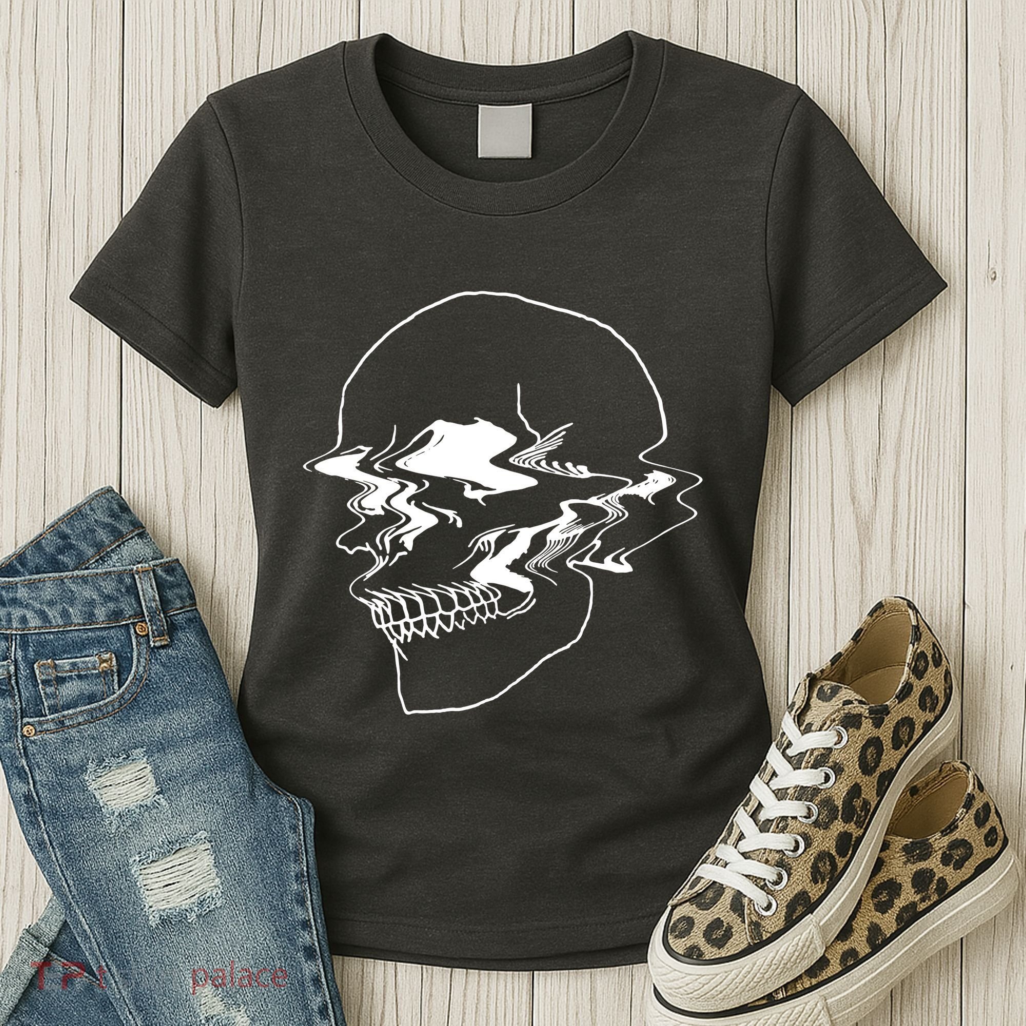 Creepy Cool Pastel Vaporwave Skull Women's T-Shirt