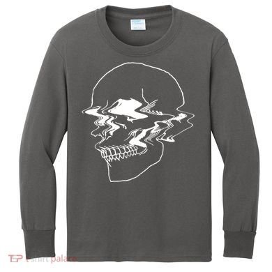 Creepy Cool Pastel Vaporwave Skull Kids Long Sleeve Shirt