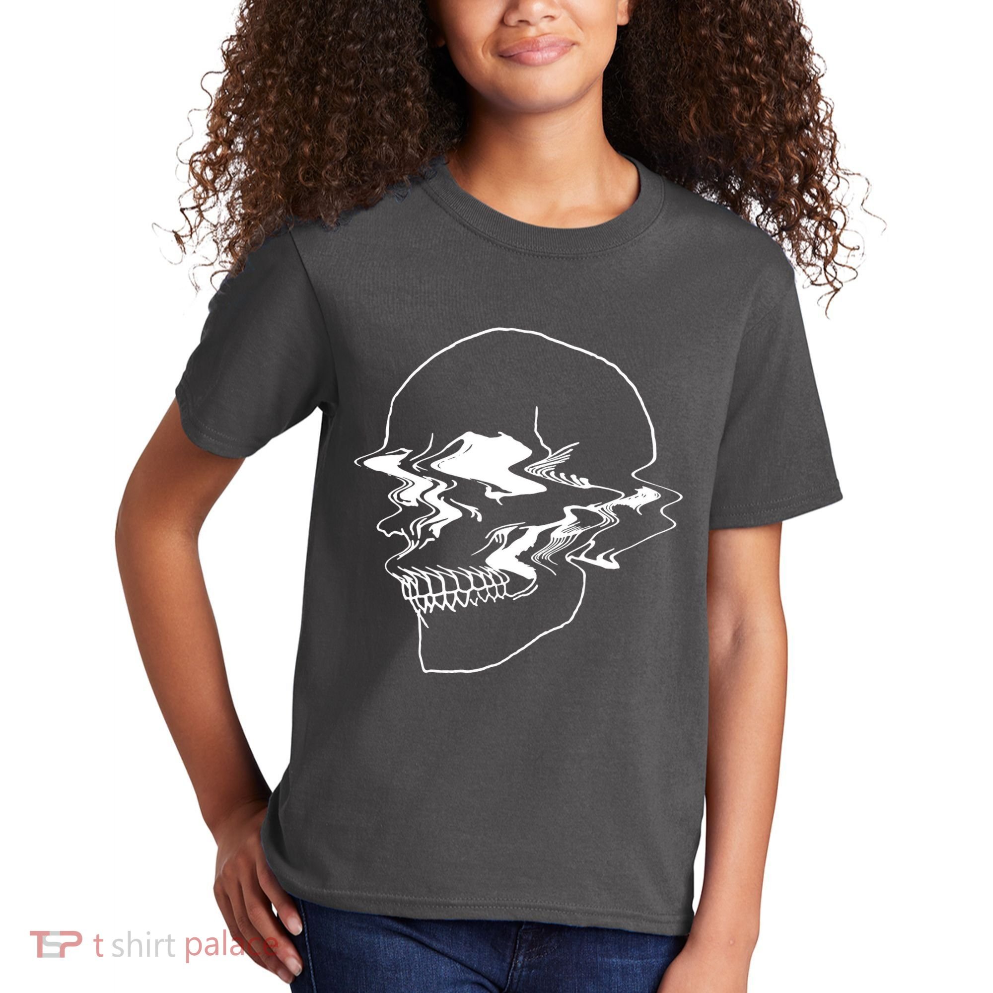 Creepy Cool Pastel Vaporwave Skull Kids T-Shirt