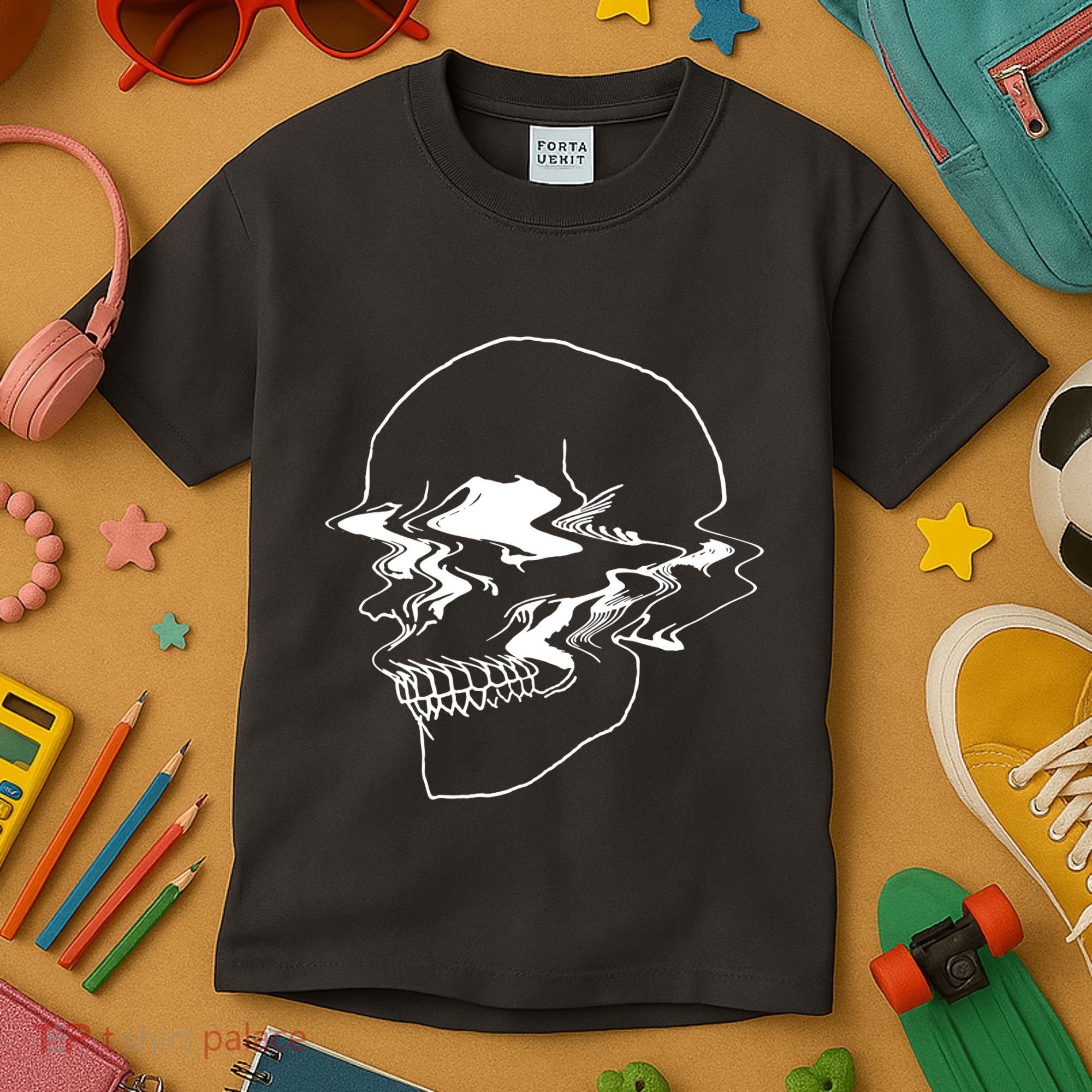 Creepy Cool Pastel Vaporwave Skull Kids T-Shirt