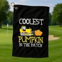 Cutest Coolest Pumpkin In The Patch Halloween Boys Gift Golf Towel thumb 1
