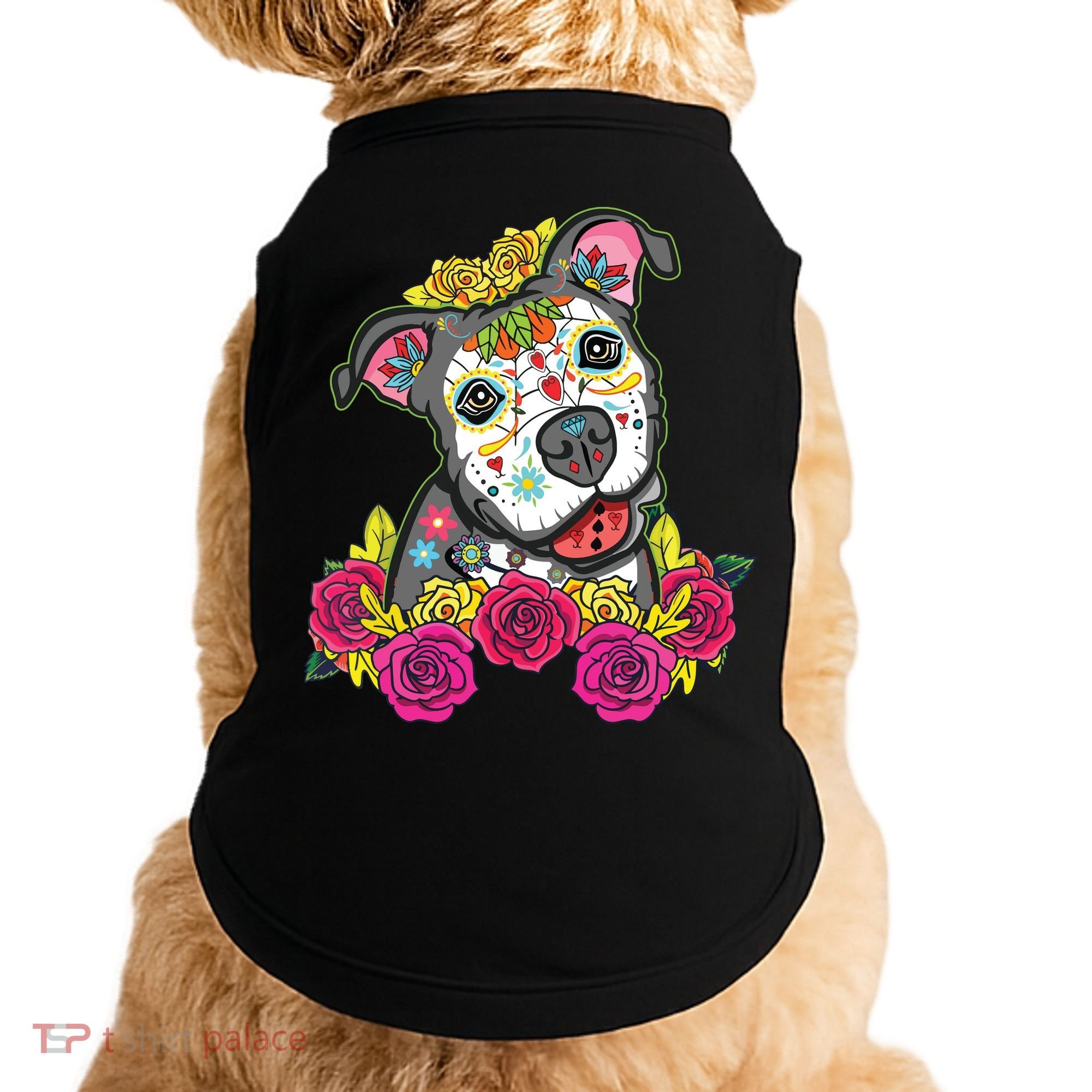 Cute Calavera Perro Dia De Los Muertos Halloween Dog Doggie Tank