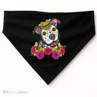 Cute Calavera Perro Dia De Los Muertos Halloween Dog USA-Made Doggie Bandana thumb 0