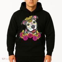 Cute Calavera Perro Dia De Los Muertos Halloween Dog Hoodie thumb 2