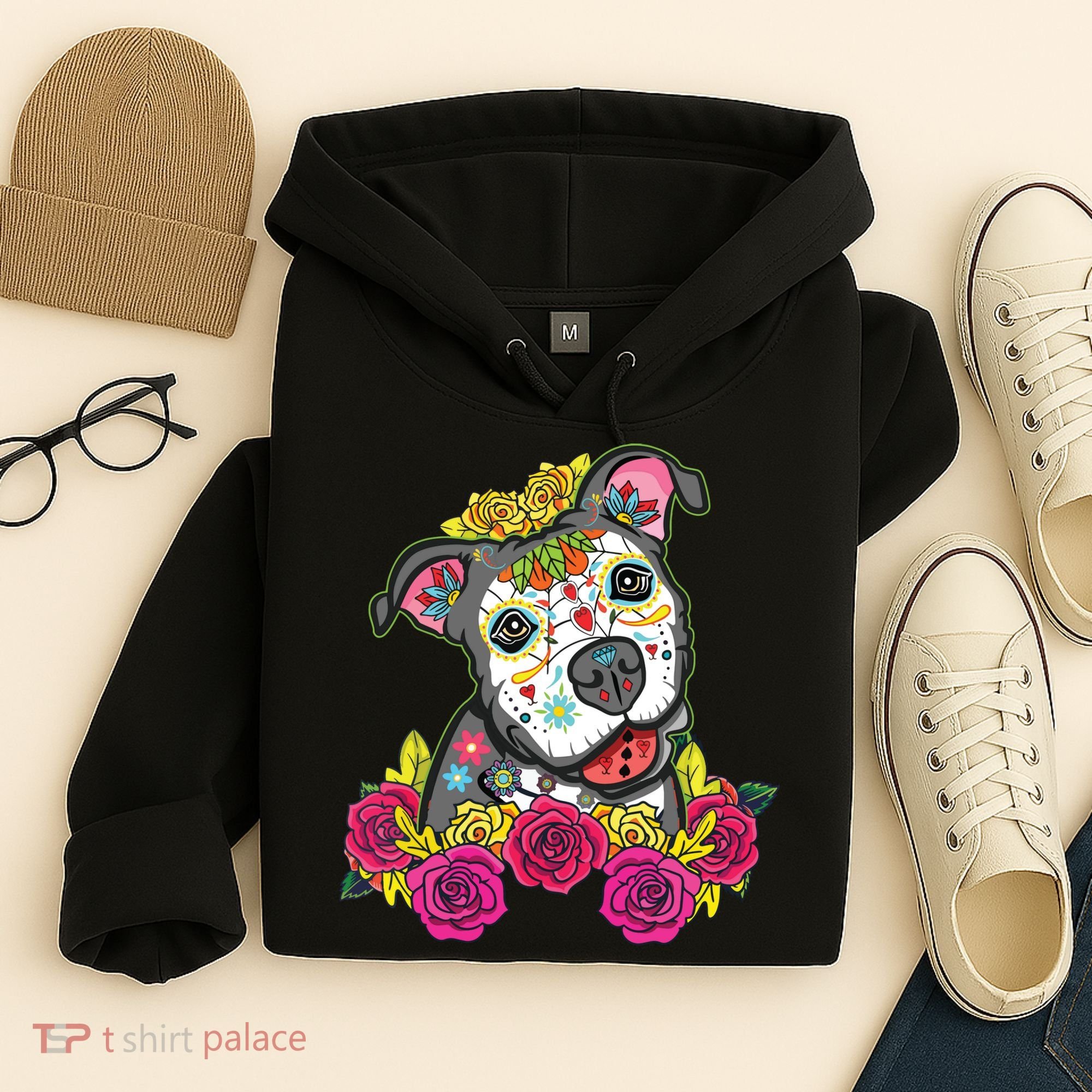 Cute Calavera Perro Dia De Los Muertos Halloween Dog Hoodie