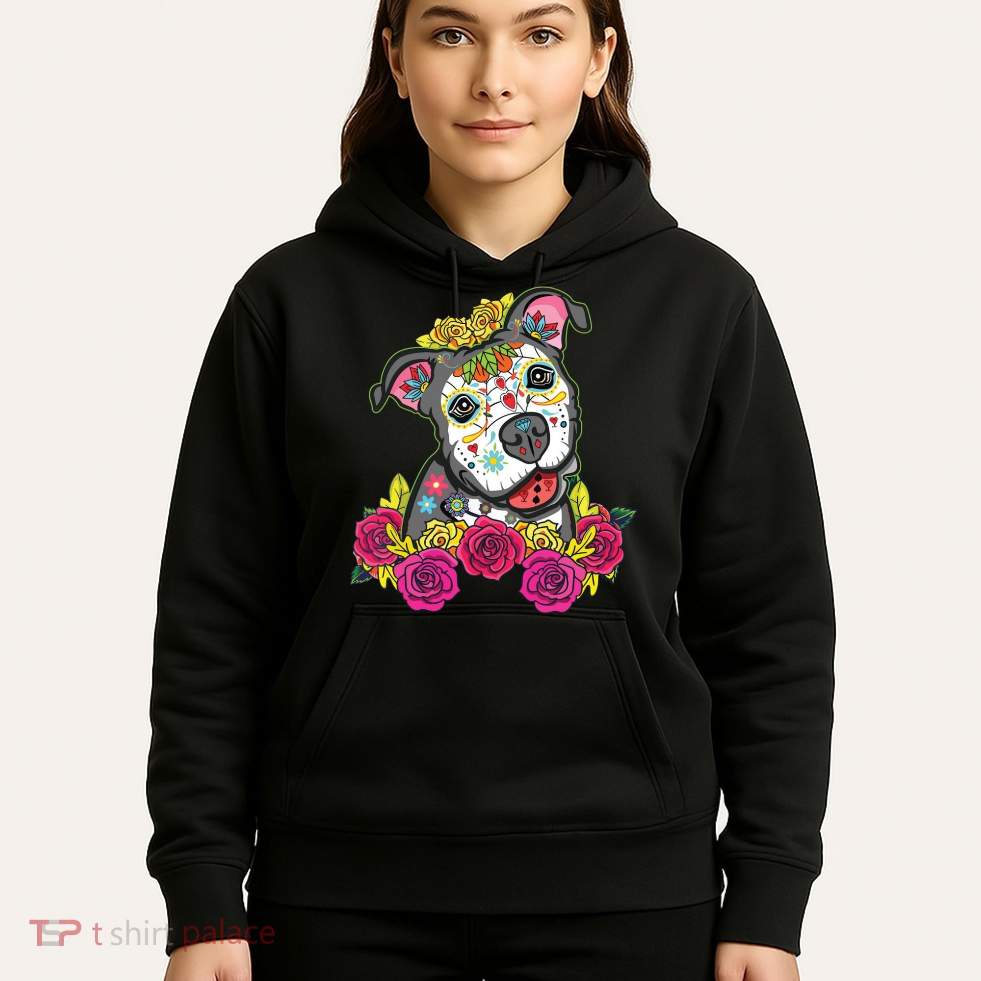 Cute Calavera Perro Dia De Los Muertos Halloween Dog Hoodie
