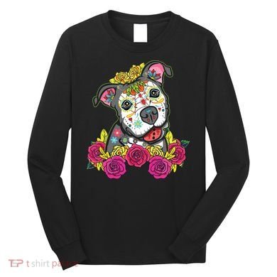 Cute Calavera Perro Dia De Los Muertos Halloween Dog Long Sleeve Shirt