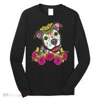 Cute Calavera Perro Dia De Los Muertos Halloween Dog Long Sleeve Shirt thumb 0