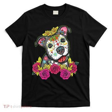 Cute Calavera Perro Dia De Los Muertos Halloween Dog T-Shirt