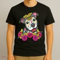 Cute Calavera Perro Dia De Los Muertos Halloween Dog T-Shirt thumb 3