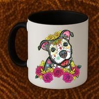 Cute Calavera Perro Dia De Los Muertos Halloween Dog Coffee Mug thumb 2