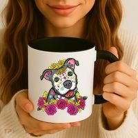 Cute Calavera Perro Dia De Los Muertos Halloween Dog Coffee Mug thumb 3