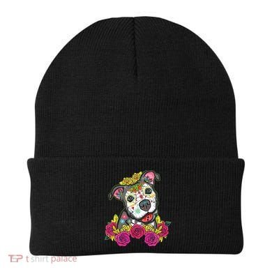 Cute Calavera Perro Dia De Los Muertos Halloween Dog Beanie