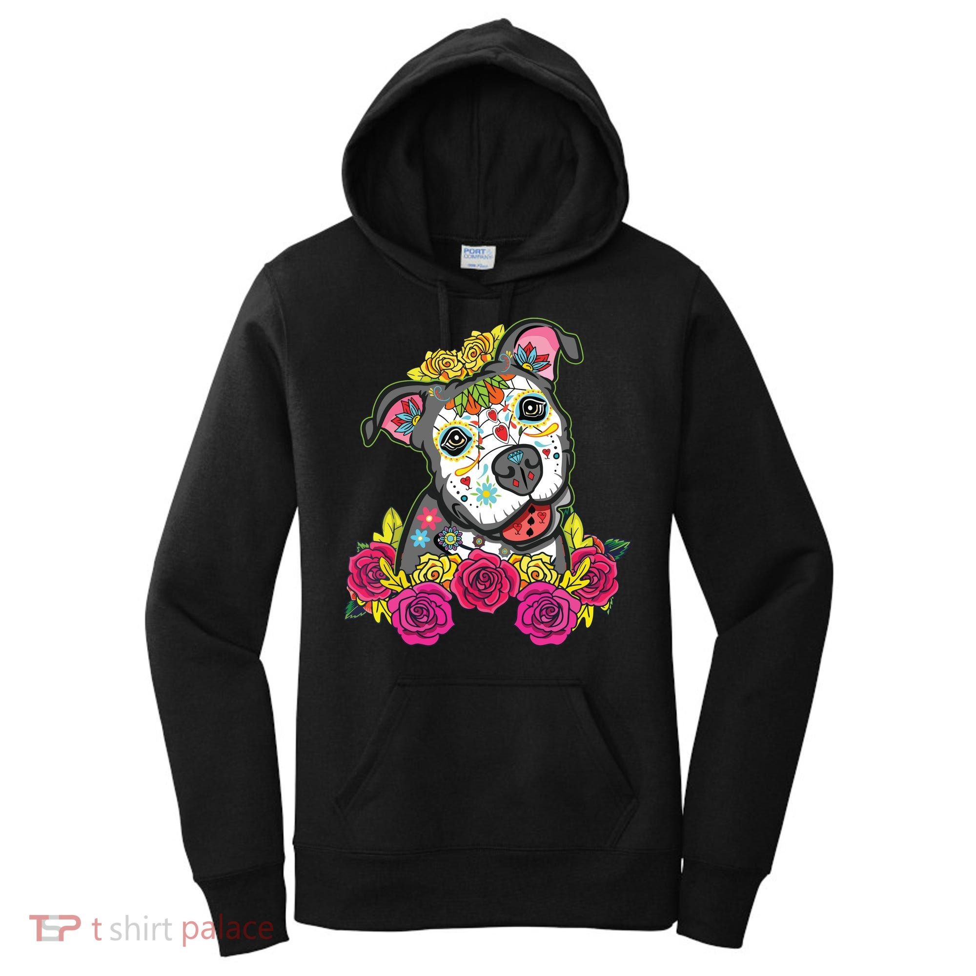 Cute Calavera Perro Dia De Los Muertos Halloween Dog Women's Hoodie