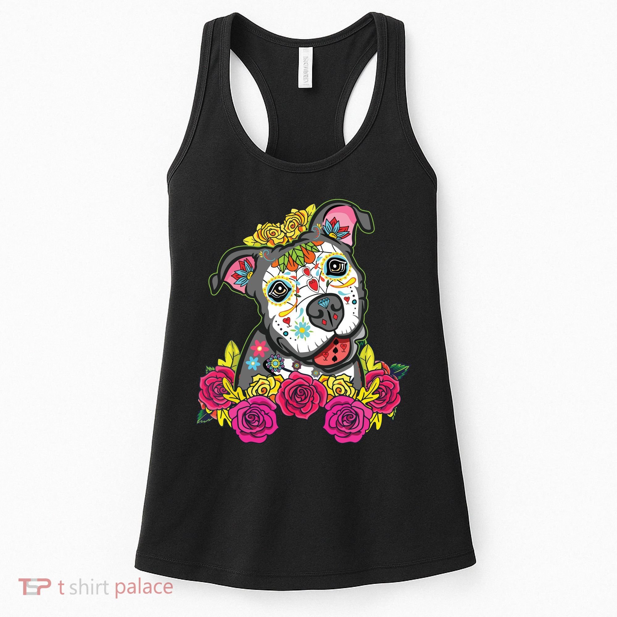 Cute Calavera Perro Dia De Los Muertos Halloween Dog Women's Tank Top