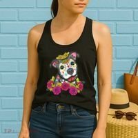 Cute Calavera Perro Dia De Los Muertos Halloween Dog Women's Tank Top thumb 2