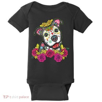 Cute Calavera Perro Dia De Los Muertos Halloween Dog Baby Bodysuit
