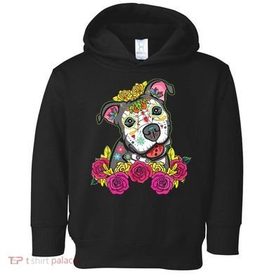 Cute Calavera Perro Dia De Los Muertos Halloween Dog Toddler Hoodie