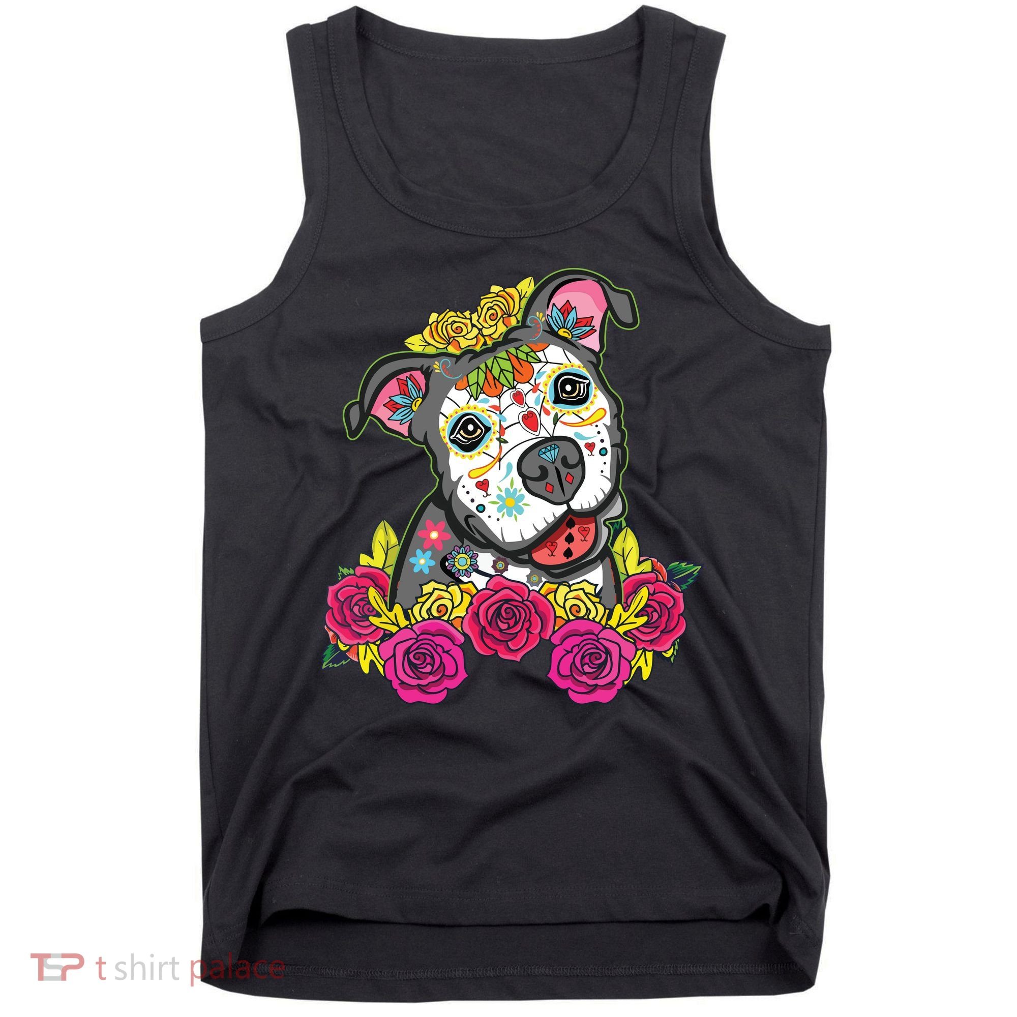 Cute Calavera Perro Dia De Los Muertos Halloween Dog Tank Top