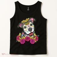 Cute Calavera Perro Dia De Los Muertos Halloween Dog Tank Top thumb 2