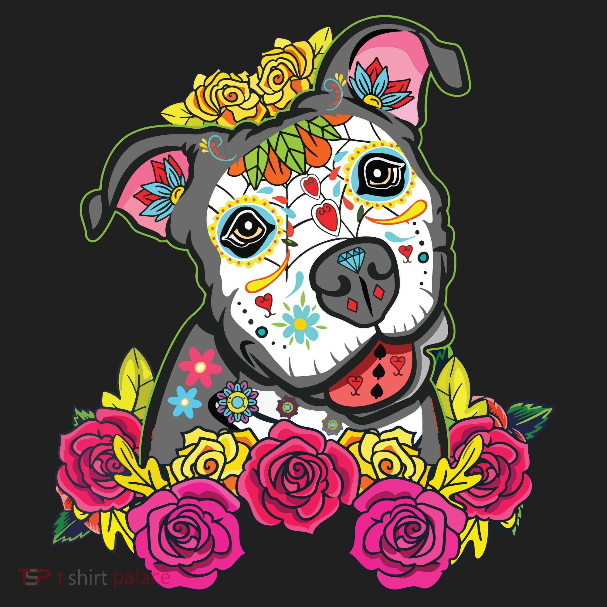 Cute Calavera Perro Dia De Los Muertos Halloween Dog Golf Towel