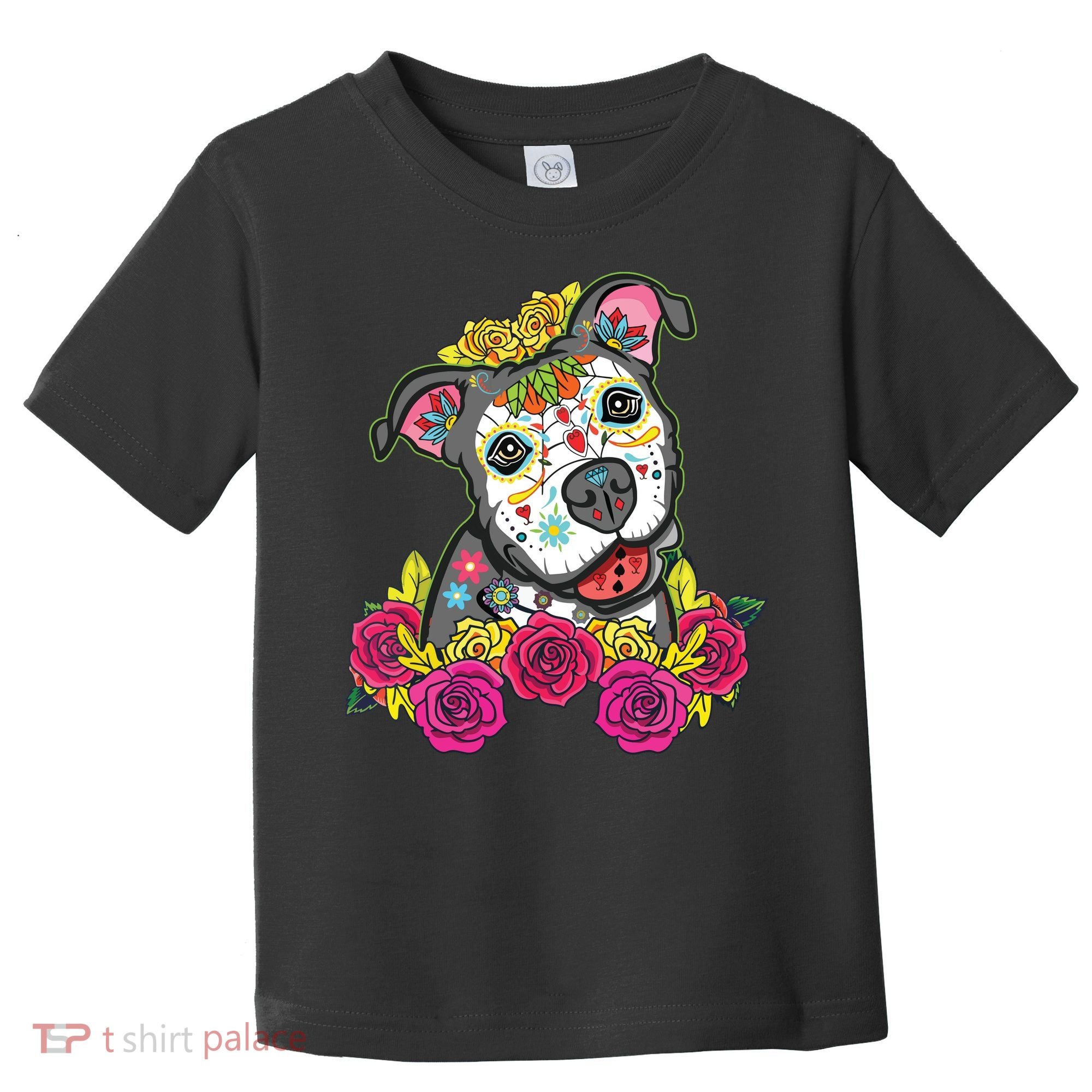 Cute Calavera Perro Dia De Los Muertos Halloween Dog Toddler T-Shirt