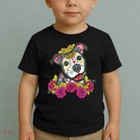 Cute Calavera Perro Dia De Los Muertos Halloween Dog Toddler T-Shirt thumb 2