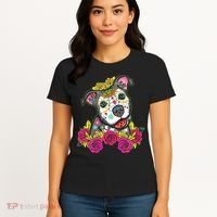 Cute Calavera Perro Dia De Los Muertos Halloween Dog Women's T-Shirt thumb 4