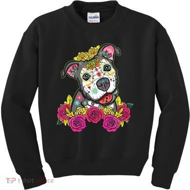 Cute Calavera Perro Dia De Los Muertos Halloween Dog Kids Sweatshirt