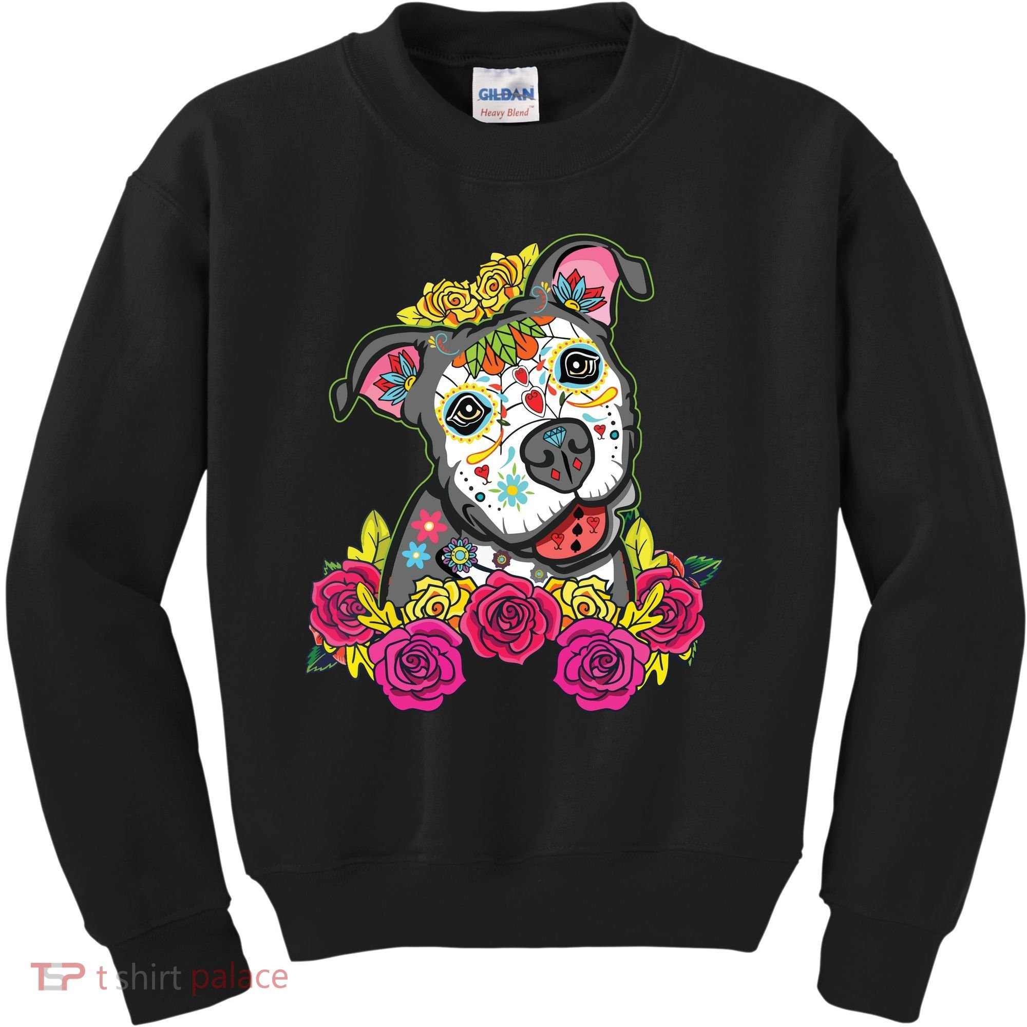 Cute Calavera Perro Dia De Los Muertos Halloween Dog Kids Sweatshirt