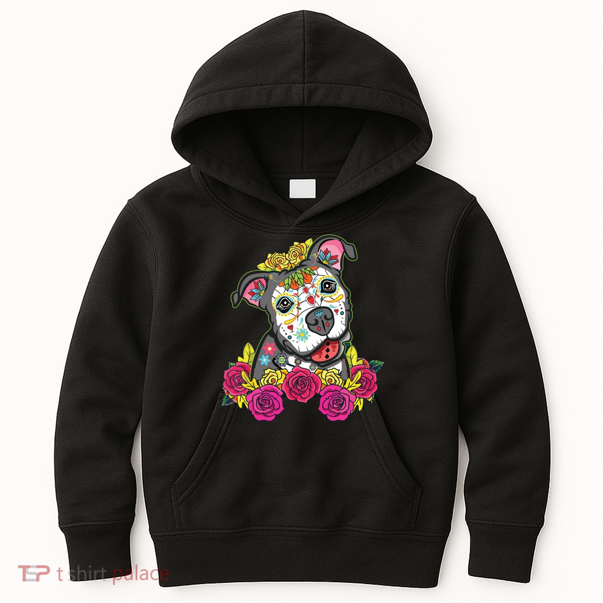 Cute Calavera Perro Dia De Los Muertos Halloween Dog Kids Hoodie