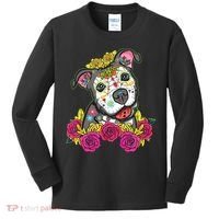 Cute Calavera Perro Dia De Los Muertos Halloween Dog Kids Long Sleeve Shirt thumb 0