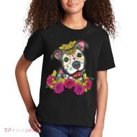 Cute Calavera Perro Dia De Los Muertos Halloween Dog Kids T-Shirt thumb 2