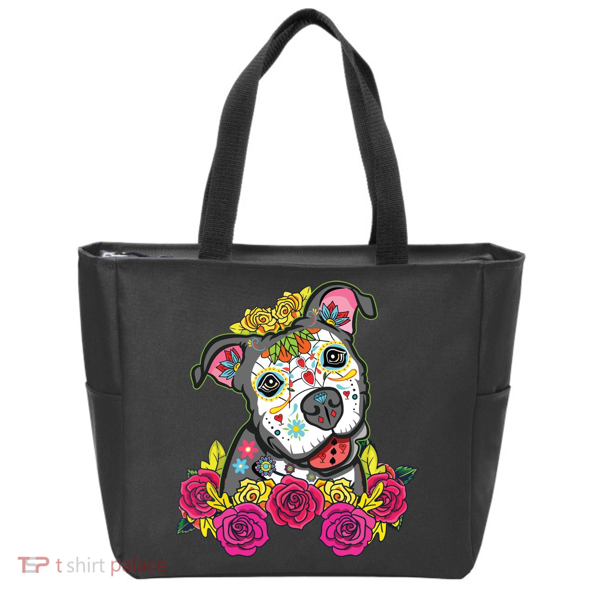 Cute Calavera Perro Dia De Los Muertos Halloween Dog Tote Bag
