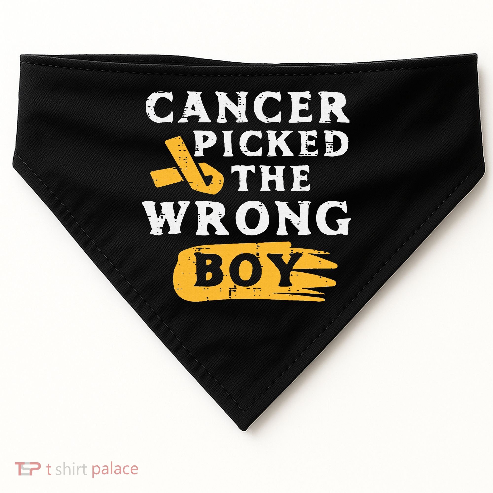 Childhood Cancer Picked The Wrong Boy Awareness Ribbon USA-Made Doggie Bandana