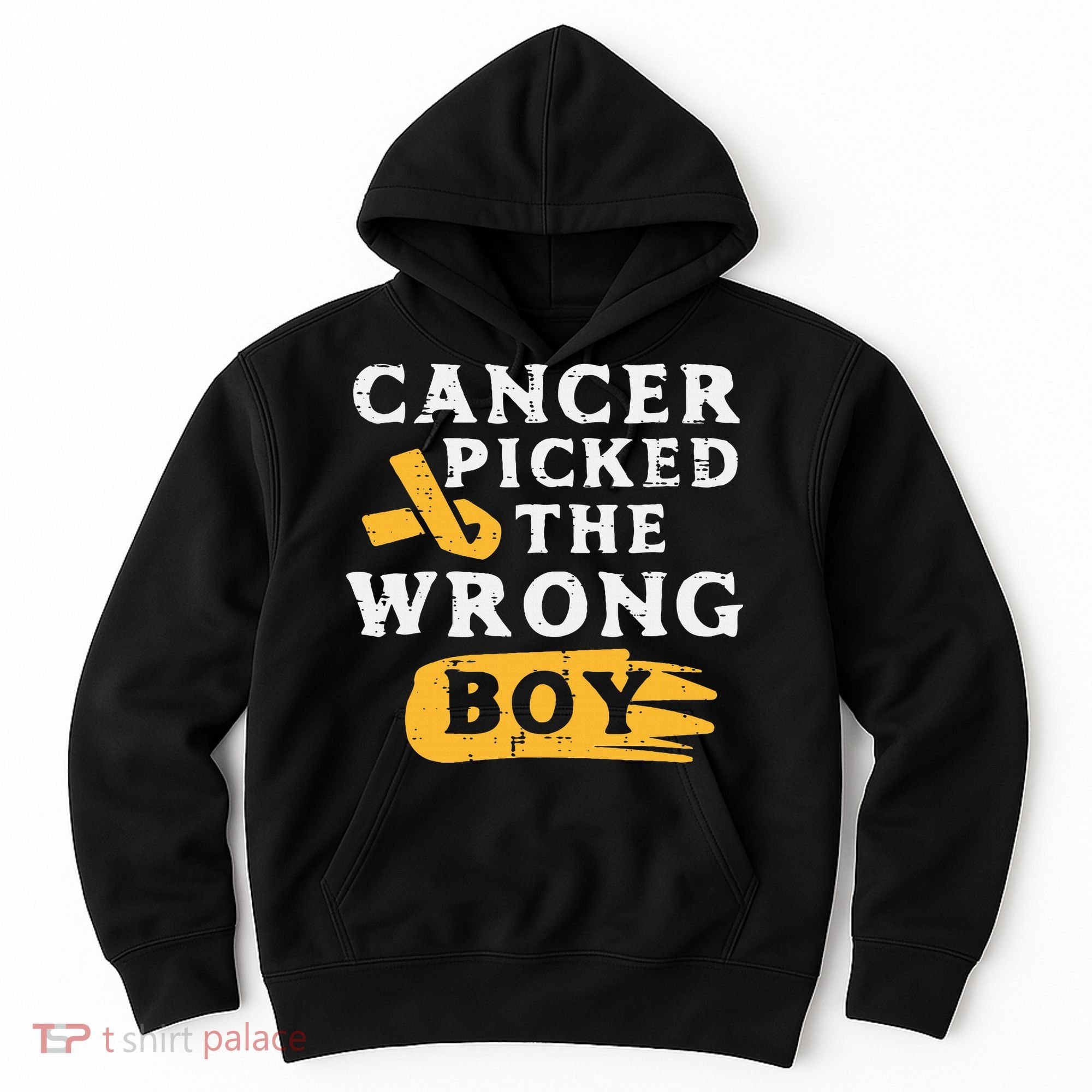 Childhood Cancer Picked The Wrong Boy Awareness Ribbon Hoodie