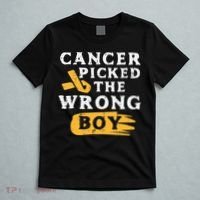 Childhood Cancer Picked The Wrong Boy Awareness Ribbon T-Shirt thumb 5