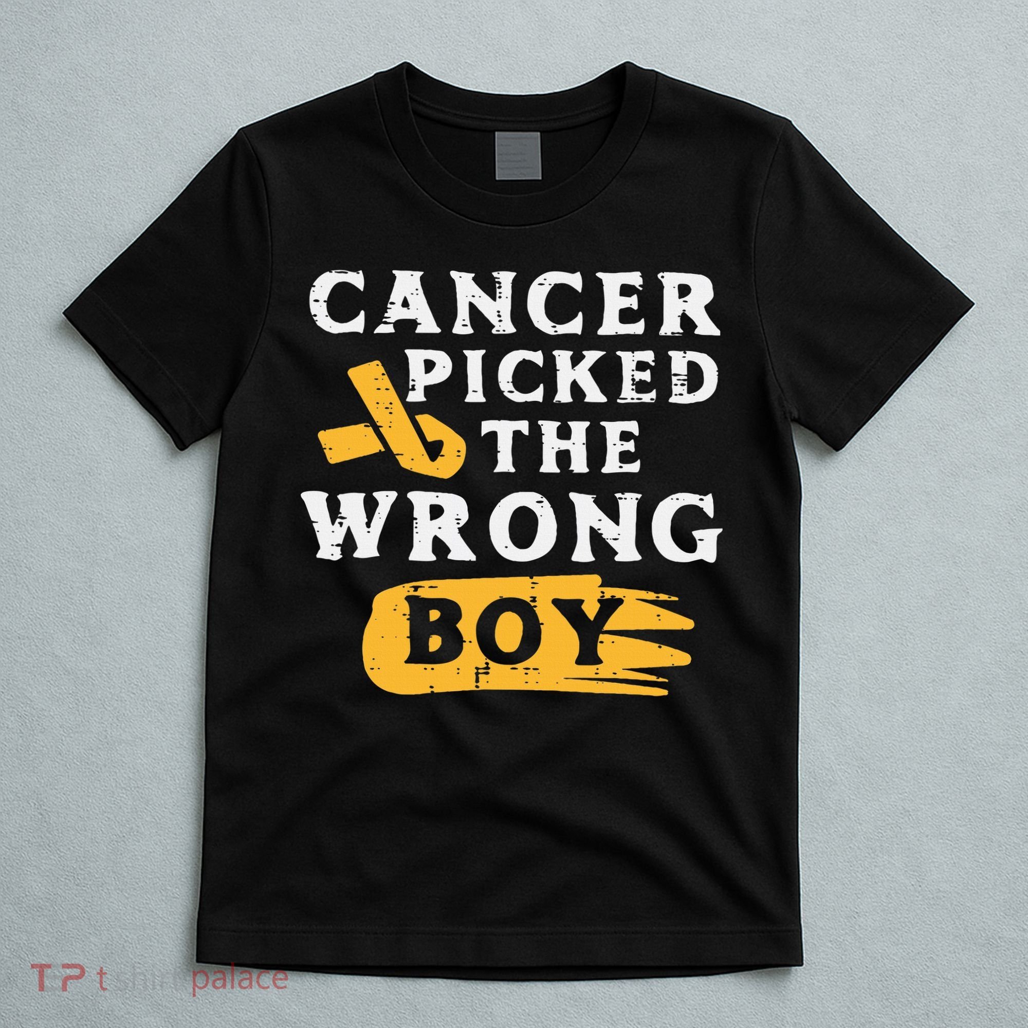 Childhood Cancer Picked The Wrong Boy Awareness Ribbon T-Shirt