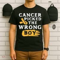 Childhood Cancer Picked The Wrong Boy Awareness Ribbon T-Shirt thumb 6