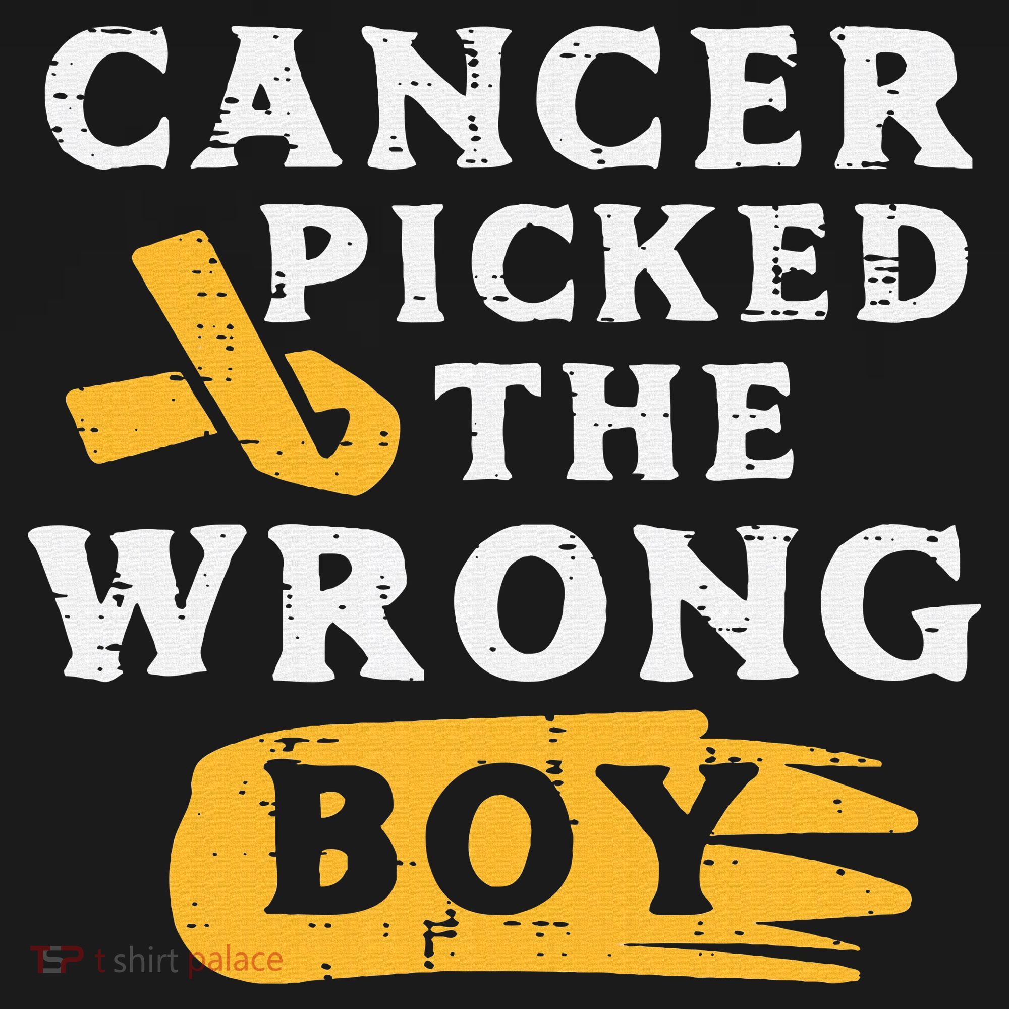 Childhood Cancer Picked The Wrong Boy Awareness Ribbon T-Shirt