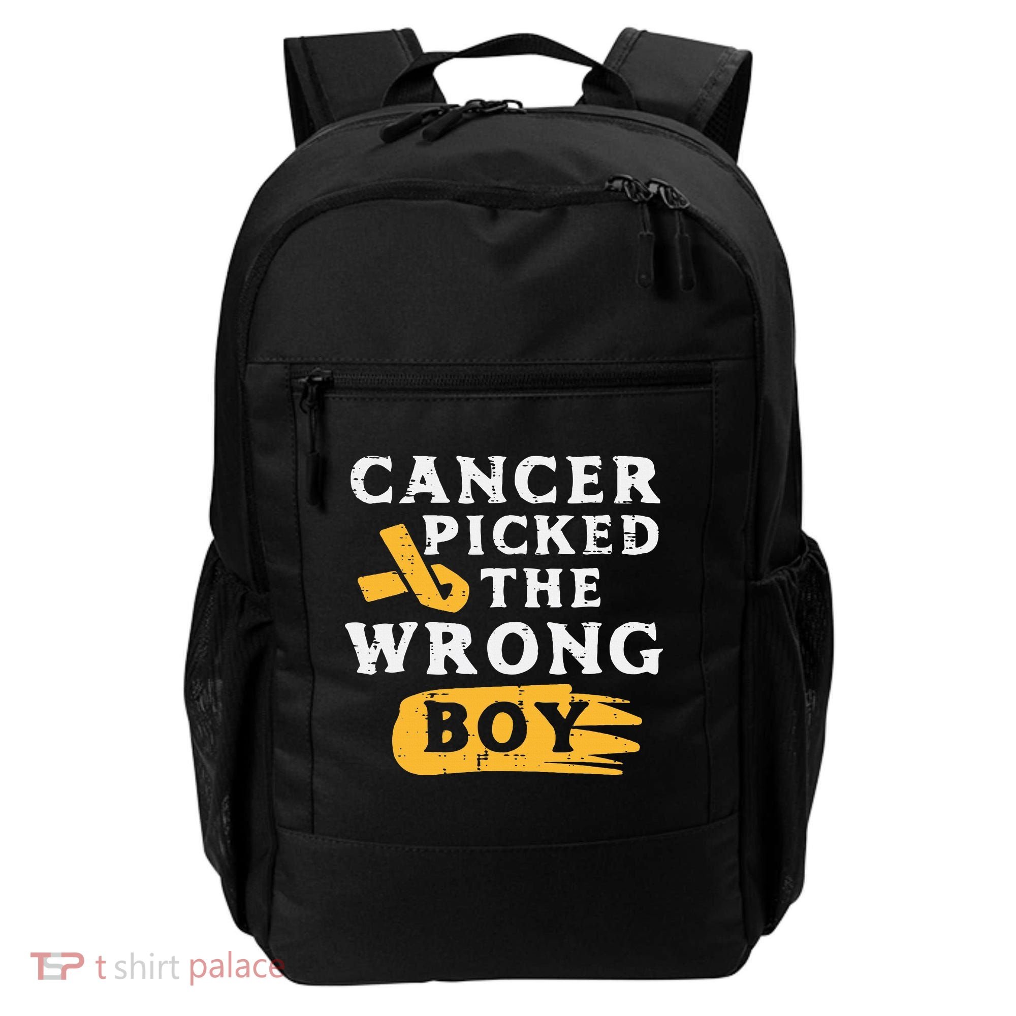 Childhood Cancer Picked The Wrong Boy Awareness Ribbon Backpack