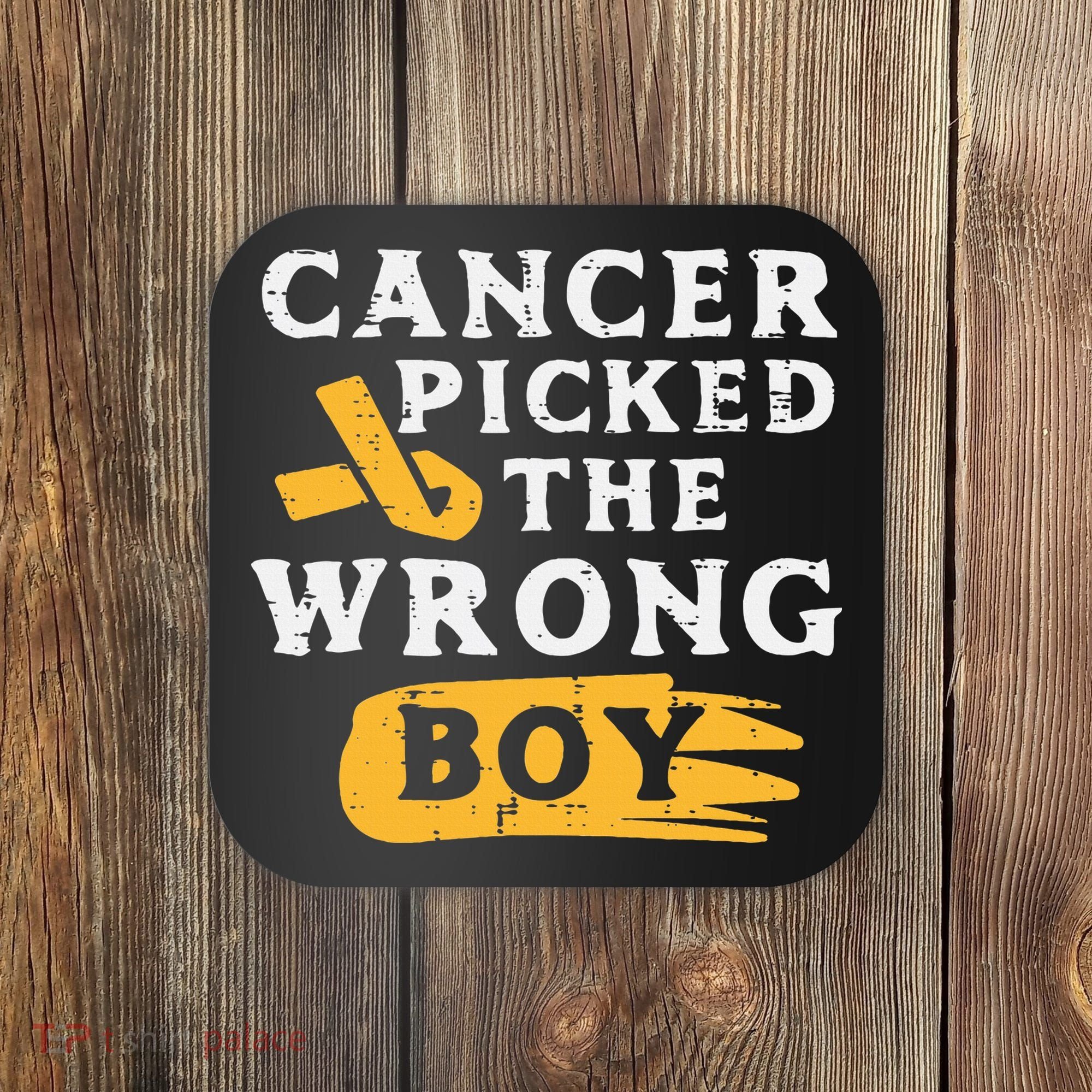 Childhood Cancer Picked The Wrong Boy Awareness Ribbon Coaster