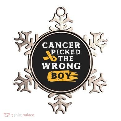 Childhood Cancer Picked The Wrong Boy Awareness Ribbon Ornament
