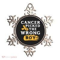 Childhood Cancer Picked The Wrong Boy Awareness Ribbon Ornament thumb 0