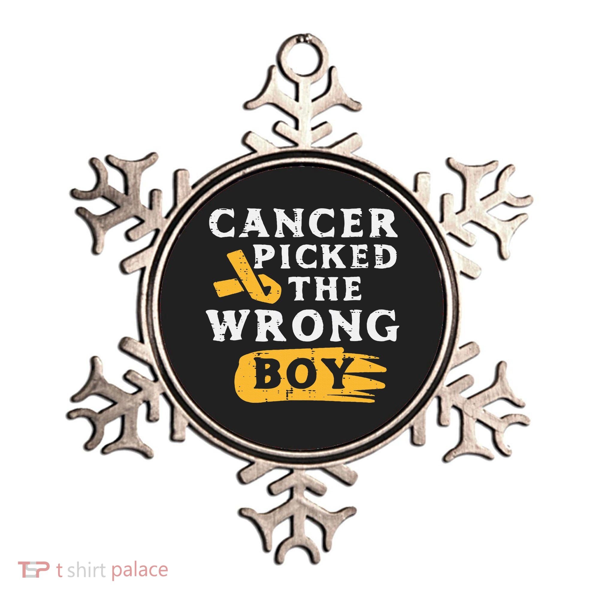 Childhood Cancer Picked The Wrong Boy Awareness Ribbon Ornament